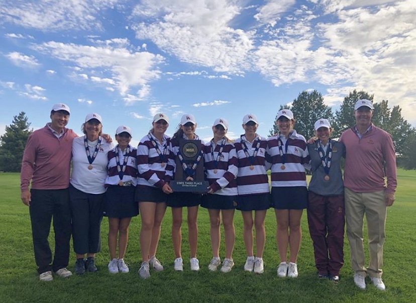 Loyola Academy Girls Golf team at IHSA State Championship. The ladies placed third. 