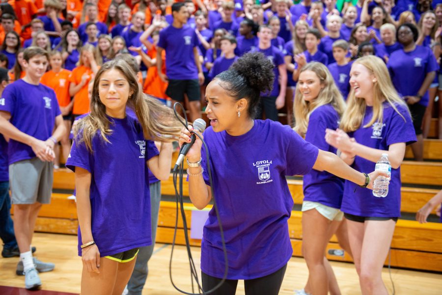 Senite uses her trademark energy to pump up the freshmen at orientation this August. During the school year, she brings that energy to a multitude of clubs and activities. 
