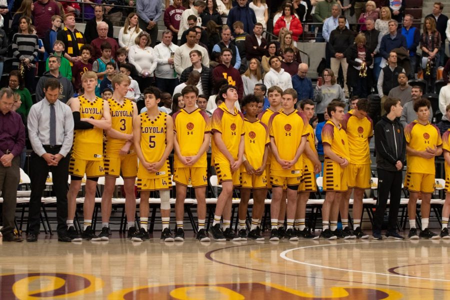 The Rambler line up gets ready to face their opponent. Despite a closely fought game, they came up short against Homewood-Flossmoor. 