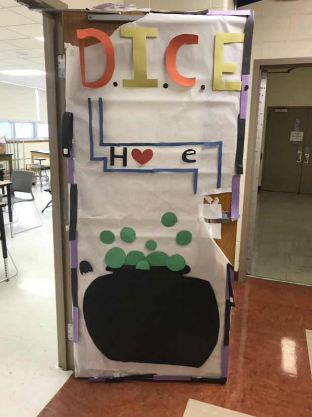 Hope Squad took on a door in the science hallway to spread their message. 