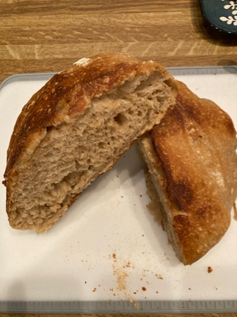Perfectly baked and ready to eat sourdough bread. 