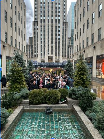 Dumbach Scholars, Live from New York! The group had just finished visiting the Rockefeller Center. 